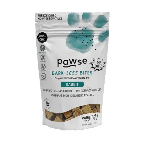 1ea 60pc Pawse 300mg Rabbit Bark-Less Bites - Healing/First Aid